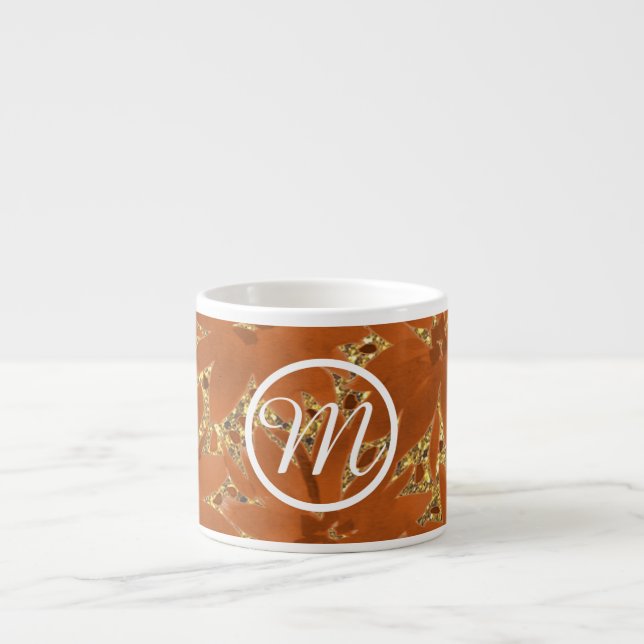 Custom Monogrammed Gold Sparkle Espresso Cup (Front)