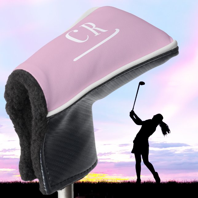 Custom Monogrammed Golfer Modern Pink Elegant Golf Head Cover (Custom Monogrammed Golfer Modern Pink Elegant Golf Head Cover)