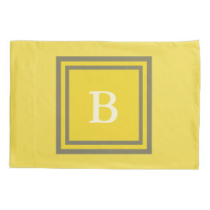 Custom Monogrammed Grey and Yellow Pillowcase