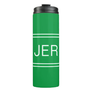 Custom Monogrammed Initials Drink Travel Green   Thermal Tumbler