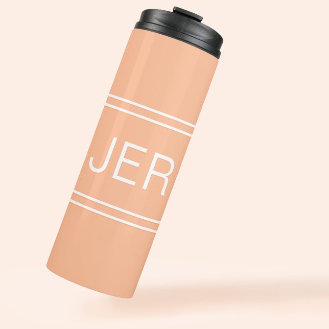 Custom Monogrammed Initials Drink Travel Peach Thermal Tumbler (Custom Monogrammed Initials Drink Travel Peach Thermal Tumbler)