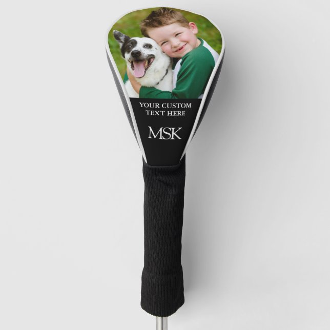 Custom Monogrammed Initials Photo Personalised Golf Head Cover (Front)