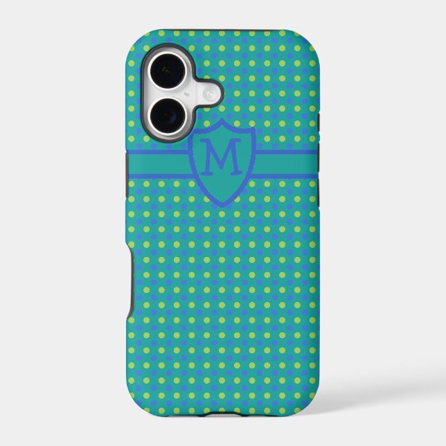 Custom Monogrammed iPhone 5s Case Green Polka Dot (Back)