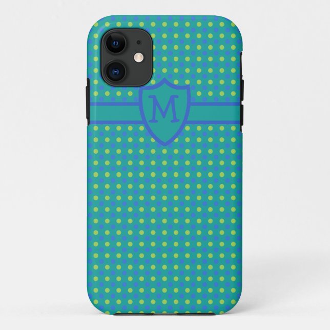 Custom Monogrammed iPhone 5s Case Green: Polka Dot (Back)