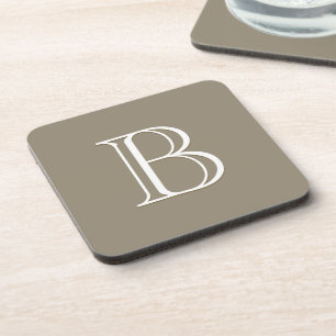 Custom Monogrammed Letter Initial Brown Mocha Coaster
