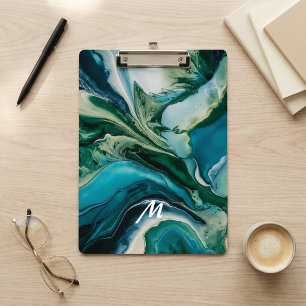 Custom Monogrammed Marble Resin Clipboard