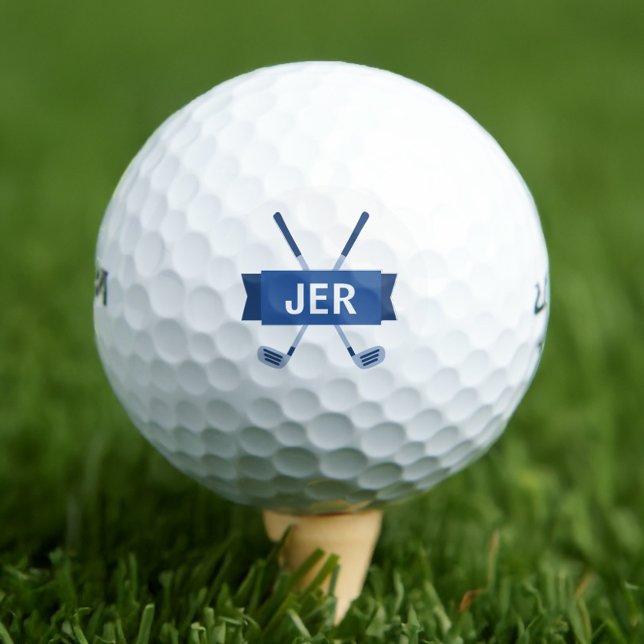 Custom Monogrammed Modern Crossed Club Blue Cool   Golf Balls (Custom Monogrammed Modern Crossed Club Royal Blue Cool Golf Balls)