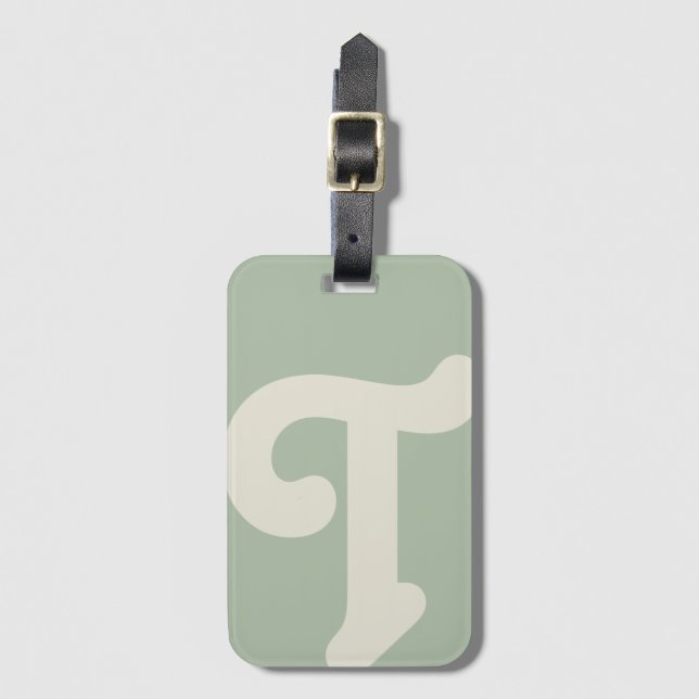 Custom Monogrammed Monogram Initial Sage Green Luggage Tag (Front Vertical)