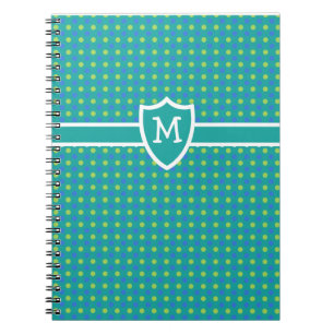 Custom Monogrammed Notebook: Green Polka Dots Notebook