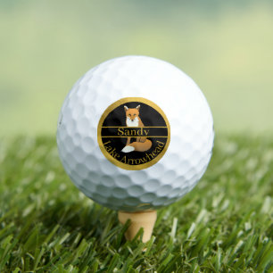 Custom Monogrammed  orange-red fox black gold Golf Balls