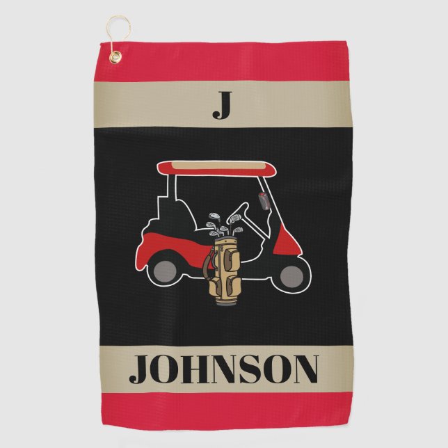 Custom Monogrammed Personalized Two-Tone Golf Towel (Front)