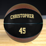 Custom Monogrammed Player Club Team Name Number Basketball<br><div class="desc">Create your own custom, personalised, faux gold elegant stylish typography / script / text / name, regulation size, hand stitched basketball. Simply enter the player / team / club / school / college / event / tournament name, and player jersey number, to customise. While you add / design, you'll be...</div>