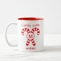 Custom Monogrammed Red and White Candy Cane Wishes