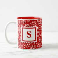 Custom Monogrammed Red Snowflakes Christmas