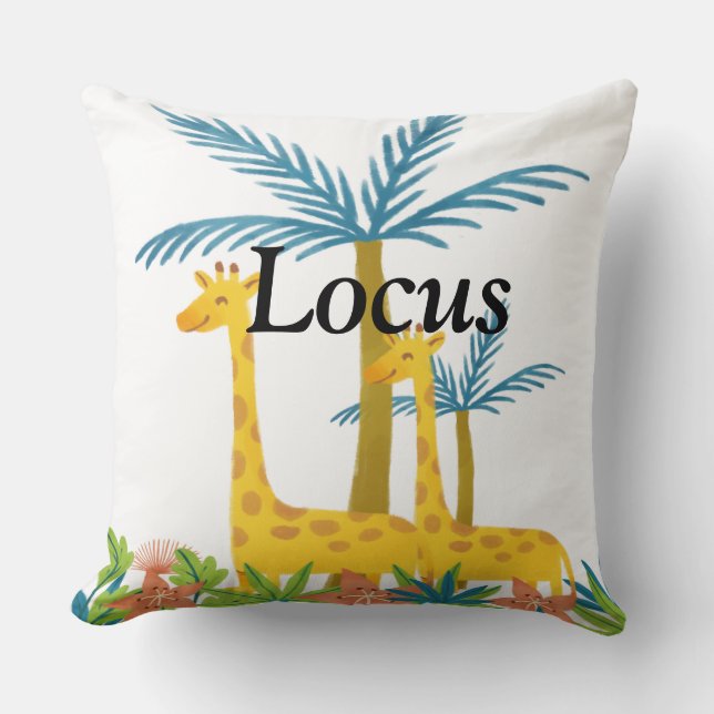 Custom monogrammed safari woodland animals nursery cushion (Front)