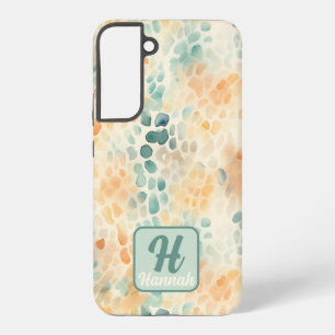 Custom monogrammed watercolor blue green yellow samsung galaxy case