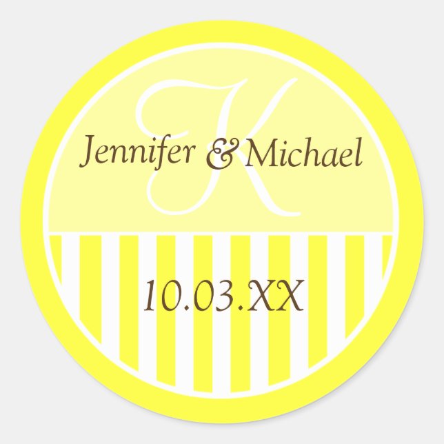 Custom Monogrammed Wedding Favour Labels (Front)