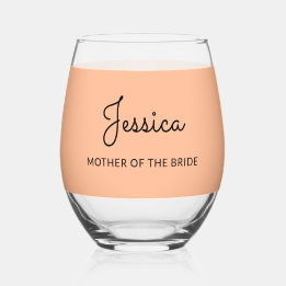 Custom Monogrammed Wedding Mother of the Bride Stemless Wine Glass