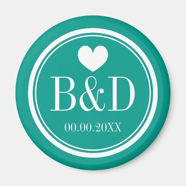 Custom monogrammed wedding party favor magnets (Front)