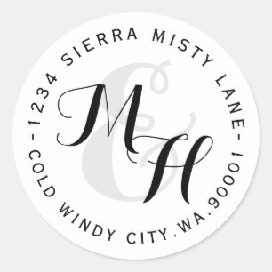 Custom Monograms Circular Return Address Label
