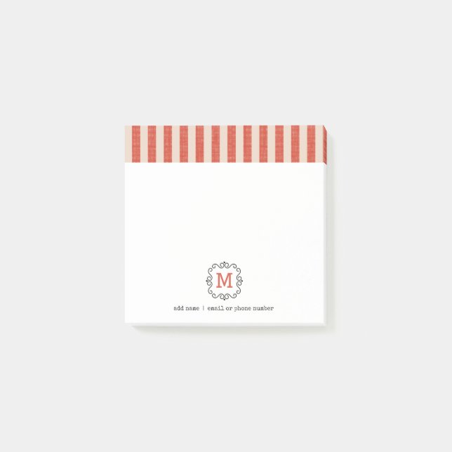 Custom Monograms Post-it® Notes in retro style. (Front)