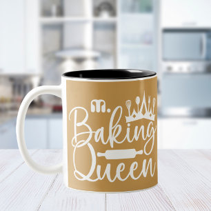 Custom Monogran Baking Queen Mothers Gift Two-Tone Coffee Mug