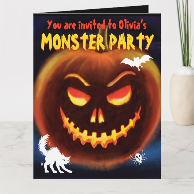 Custom Monster Halloween Party invite - Pumpkin! (Front)