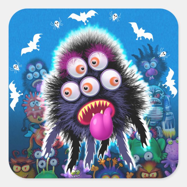 Custom Monster Halloween Sticker. Square Sticker (Front)