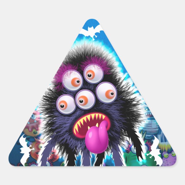 Custom Monster Halloween Sticker. Triangle Sticker (Front)