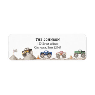 Custom Monster Truck Return Address Labels