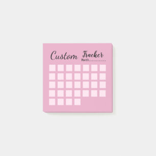 Custom monthly habit tracker blush pink  post-it notes