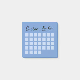 Custom monthly habit tracker cornflower blue post-it notes