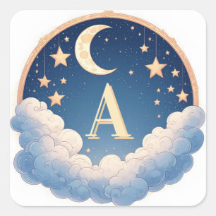 🌙 Custom Moon And Stars Baby Shower Design 🌙 Square Sticker
