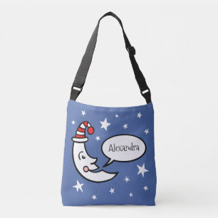 Custom Moon Face and Stars Crossbody Bag