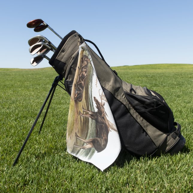 Custom Moose Deer Elk Wildlife Camping Deco Gifts Golf Towel (Green)