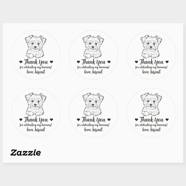 Custom Morkie Dog Wedding Favour Stickers (Sheet)