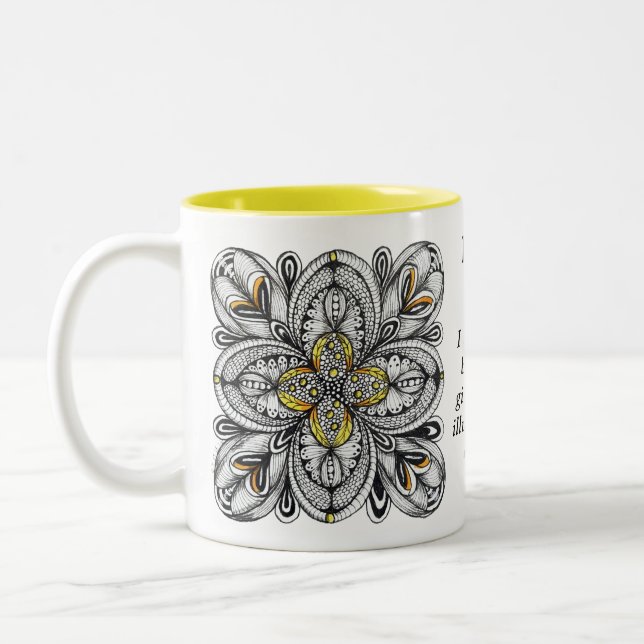 Custom Morning Coffee Quote Abstract Doodle Mug (Left)