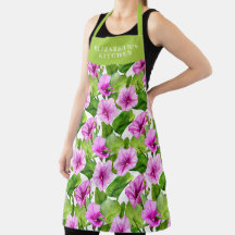 Custom Morning Glory Floral Pattern Apron