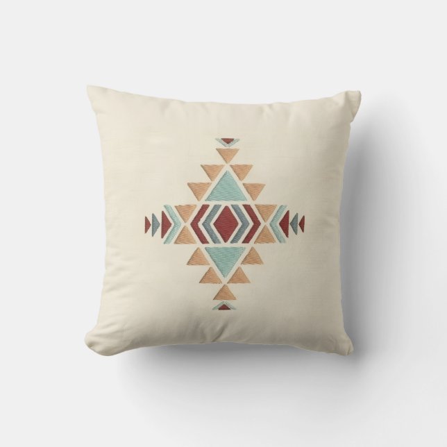 Custom Moroccan Geometric Embroidery Pattern Art Cushion (Front)