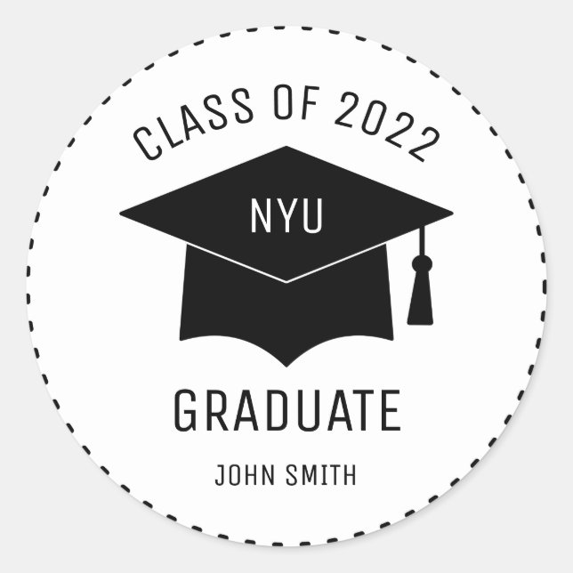 Custom Mortarboard Hat College Year Graduate   Classic Round Sticker (Front)