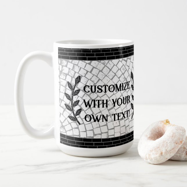 Custom Mosaic Print Your Own Text Coffee Mug (With Donut)