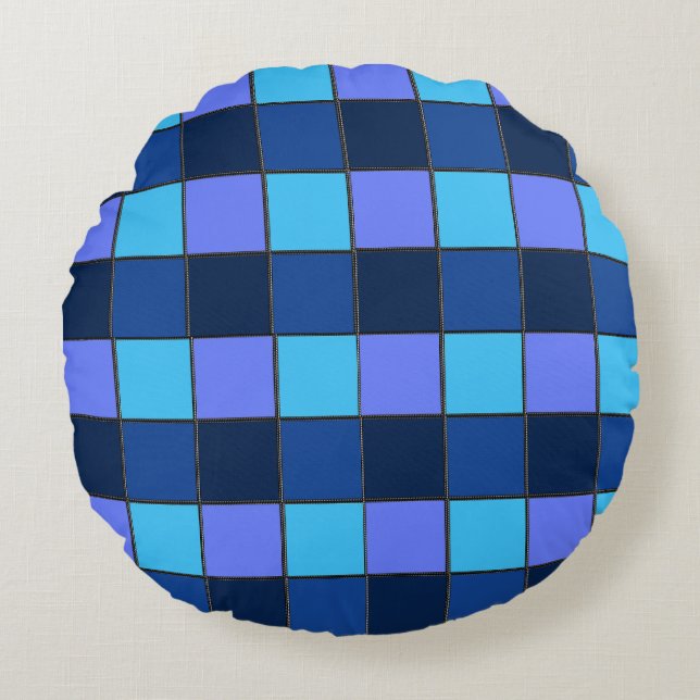 Custom  Mosaic Tile & Pixel Grid Pattern Round Cushion (Front)