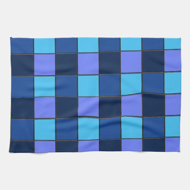 Custom  Mosaic Tile & Pixel Grid Pattern Tea Towel (Horizontal)