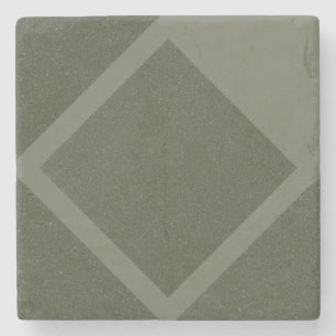 Custom Moss Green Geometric Stone Coaster