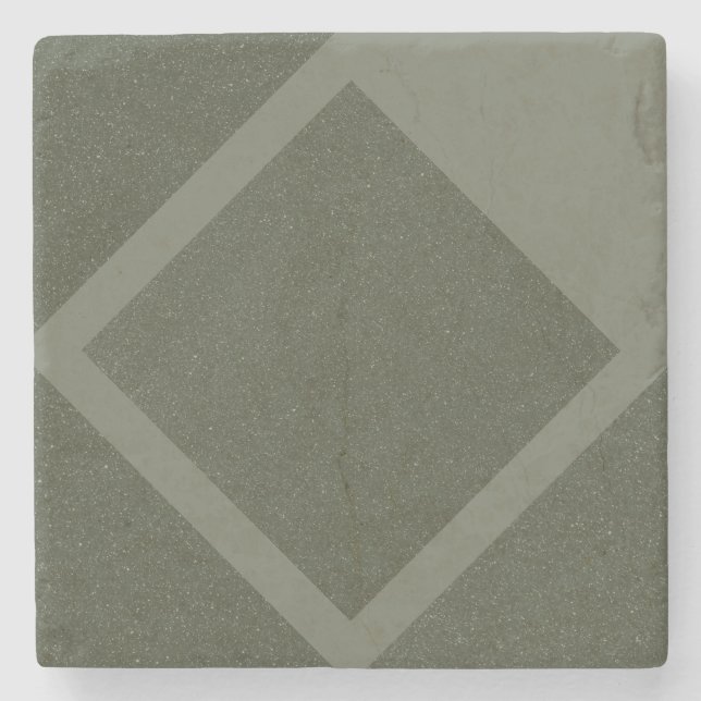 Custom Moss Green Geometric Stone Coaster (Front)