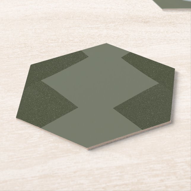 Custom Moss Green Hexagon Coaster (Angled)