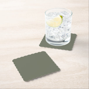 Custom Moss Green Scalloped Paper Coaster