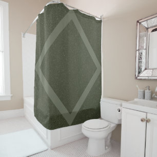 Custom Moss Green Shower Curtain with Frame
