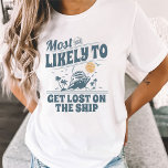 Custom Most Likely to Cruise Matching Group Cruise T-Shirt<br><div class="desc">Get ready to turn heads and have some laughs with our hilarious "Most Likely To" cruise shirts! Perfect for your upcoming family, friend, or bachelorette cruise, these shirts are guaranteed to add some fun and personality to your group. Each shirt can be customised with a funny "Most Likely To" title...</div>