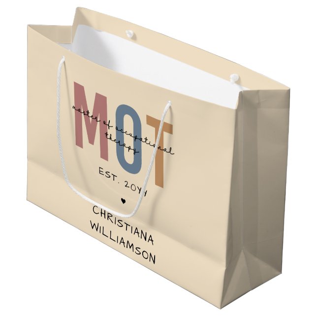 Custom MOT Master Of Occupational Therapy  Large Gift Bag (Front Angled)